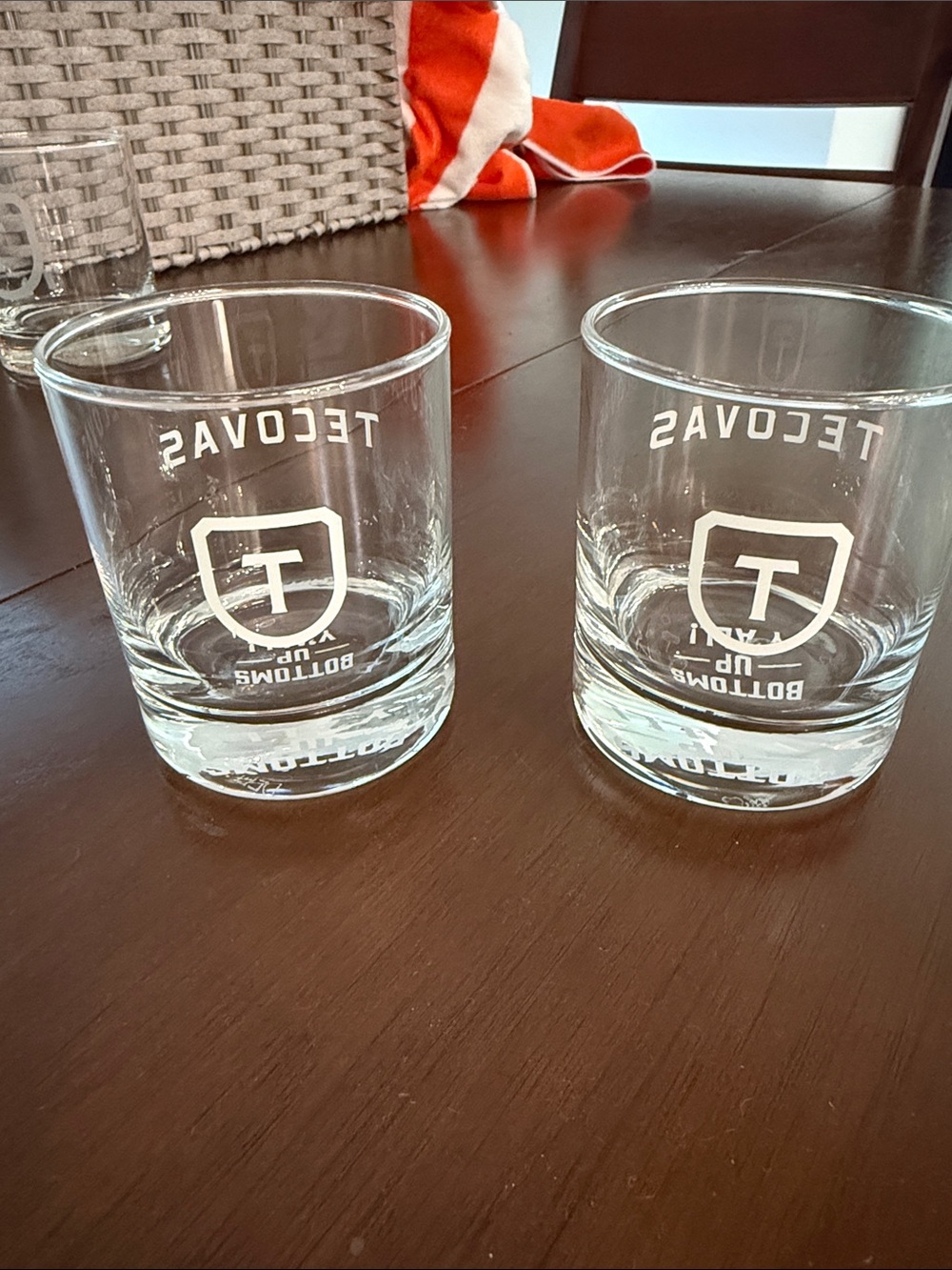 Tecovas Clear Glass Whiskey Tumblers with Logo - Pair